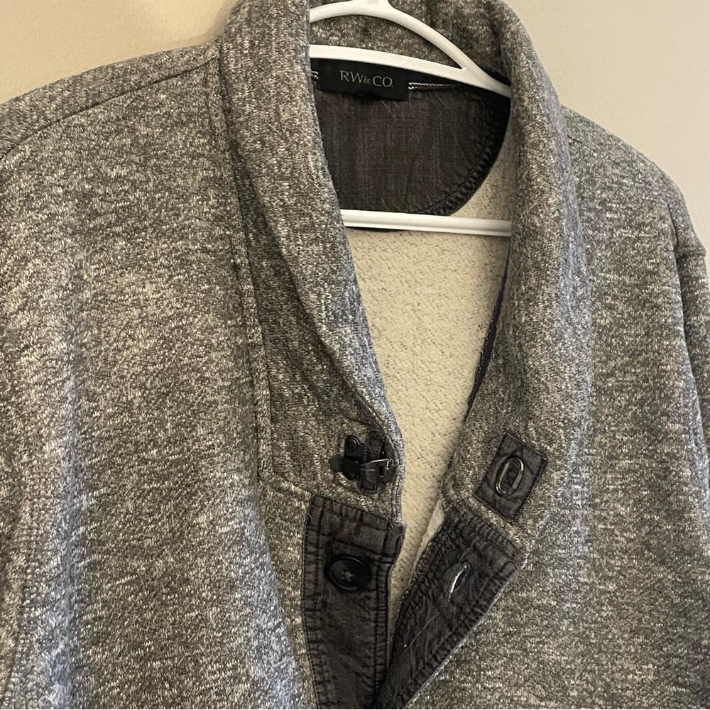 RW&CO. Men's Shawl Collar Button Cardigan in Gray - Picture 6 of 15